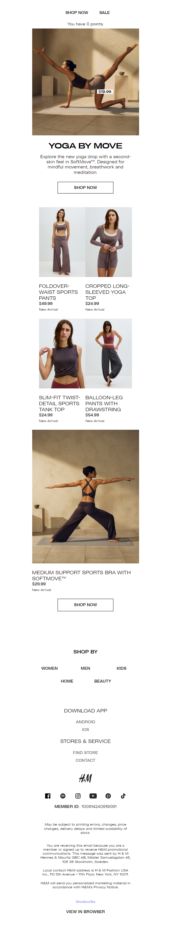 Newsletter preview: New  yoga essentials by MOVE