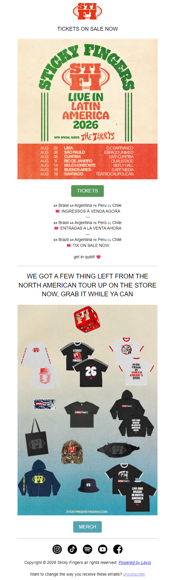 Newsletter preview: LATIN AMERICA ON SALE + NORTH AMERICA MERCH