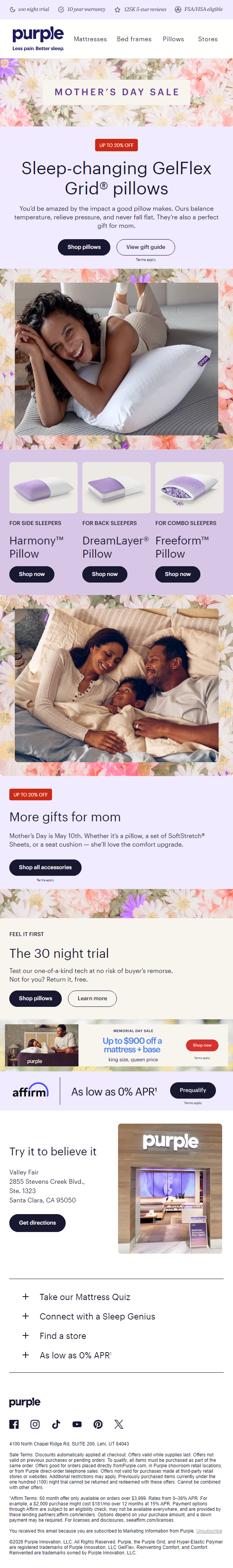 Newsletter preview: Moms LOVE Purple pillows