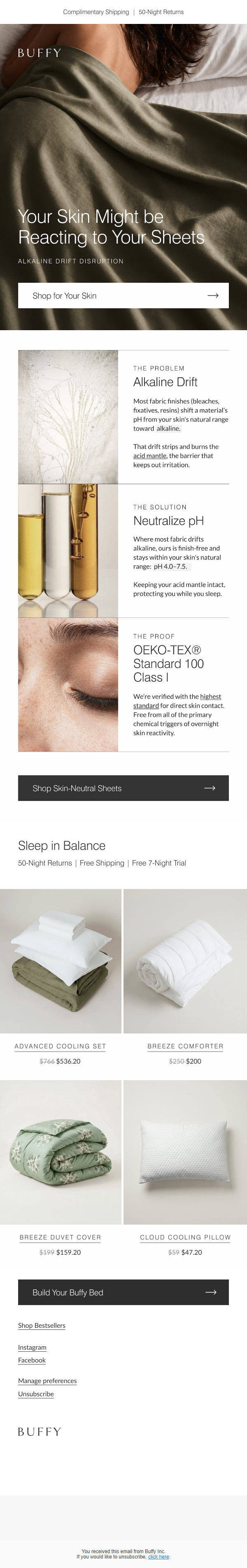 Newsletter preview: Your skin has a pH. Your sheets are disrupting it.