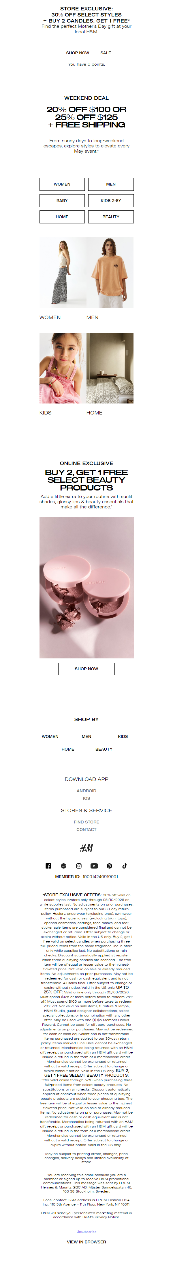 Newsletter preview: 20% or 25% off all weekend