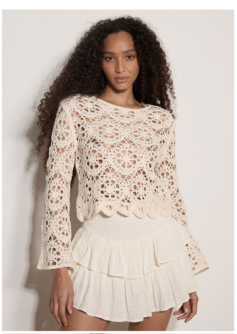 Boho Floral Cotton Crochet Top