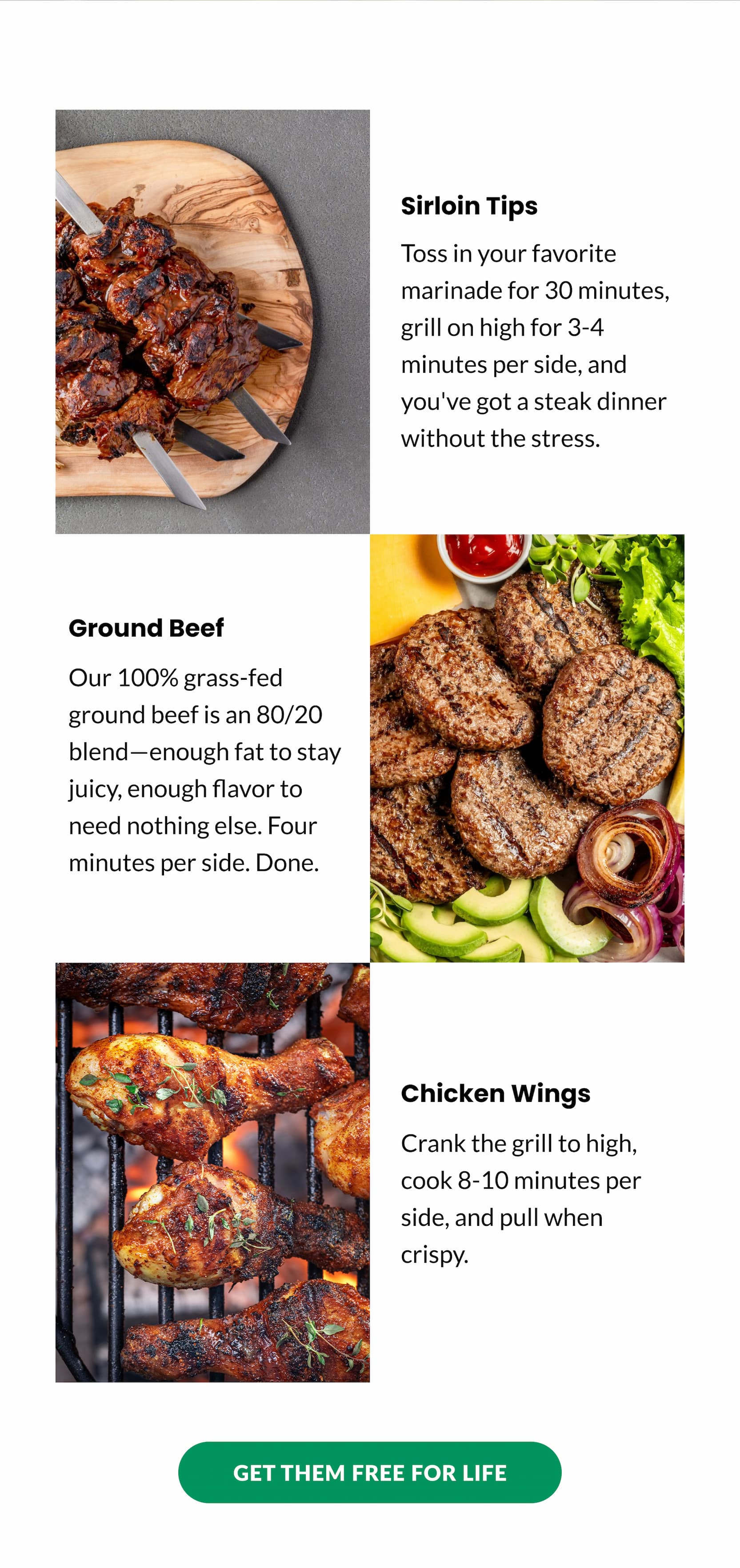 Sirloin Tips, Ground Beef, or Chicken Wings | GET THEM FREE FOR LIFE
