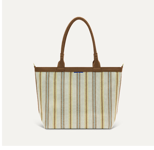 The Lightweight Zip Tote- Sunbeam Market Stripe