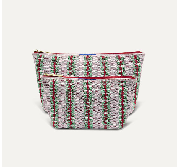 The Travel Pouch Set - Watermelon Market Stripe