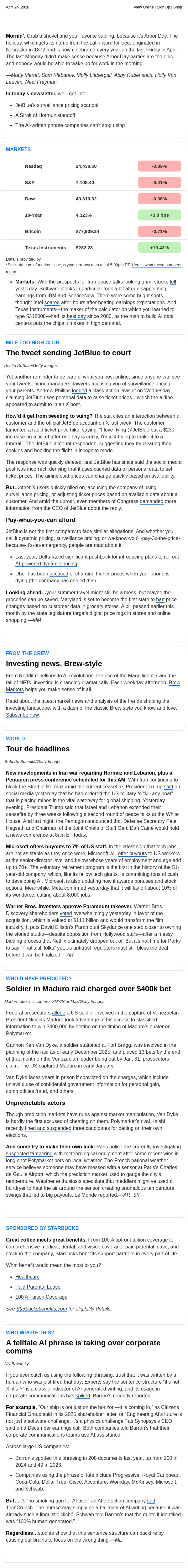 Newsletter preview: ☕ From tweet to court