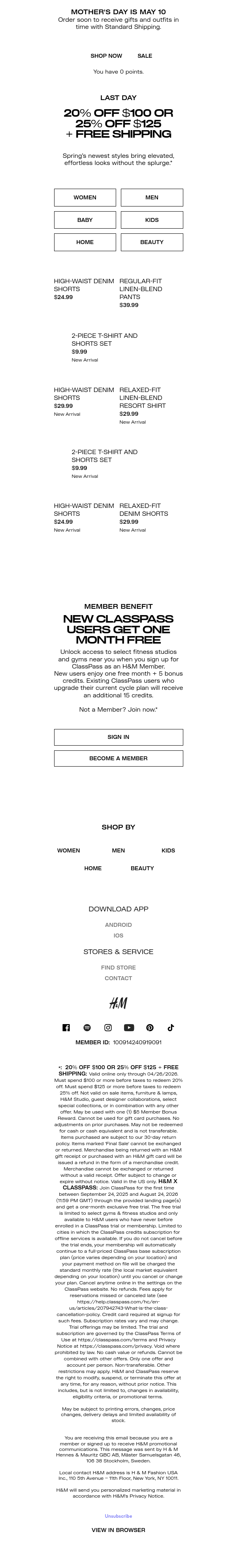 Newsletter preview: 25% or 20% off + free shipping ends tn