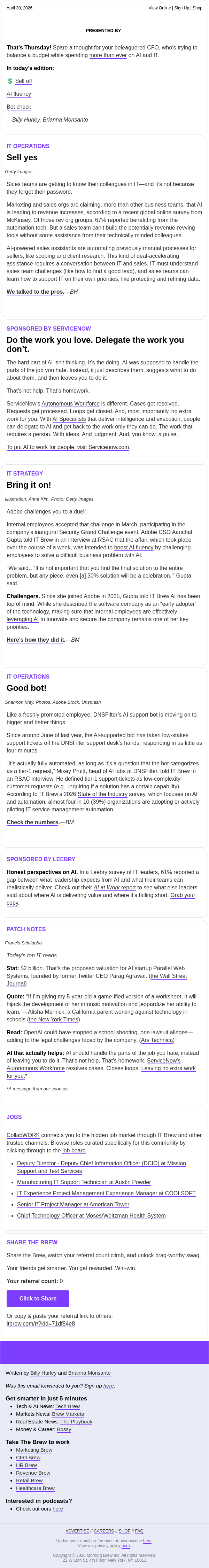 Newsletter preview: ☕️ Sales and IT join forces for AI upgrades