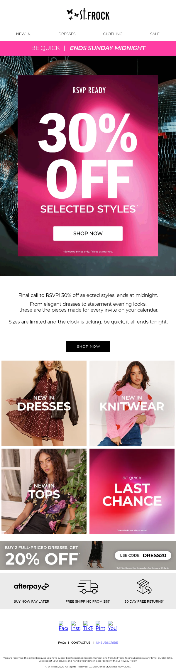 Ends Tonight: 30% OFF Selected Styles