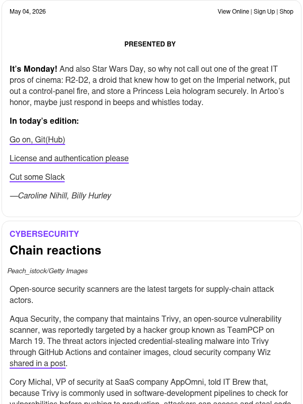 Newsletter preview: ☕️ Supply-chain attack hits open-source packages